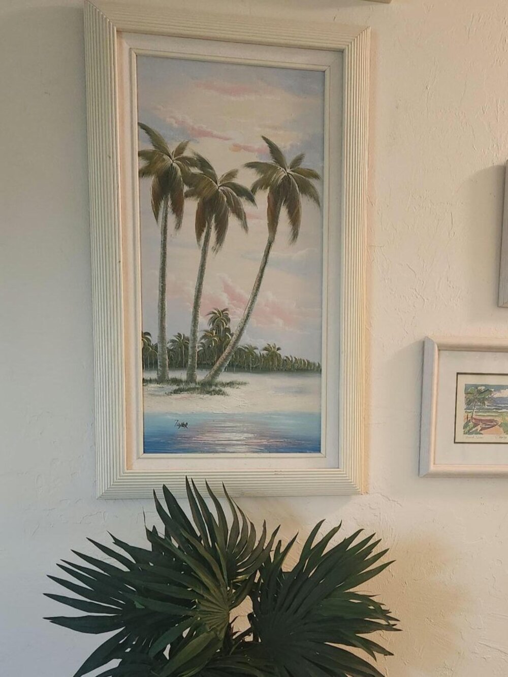 Vintage Framed Oil on Canvas Palm Trees Art